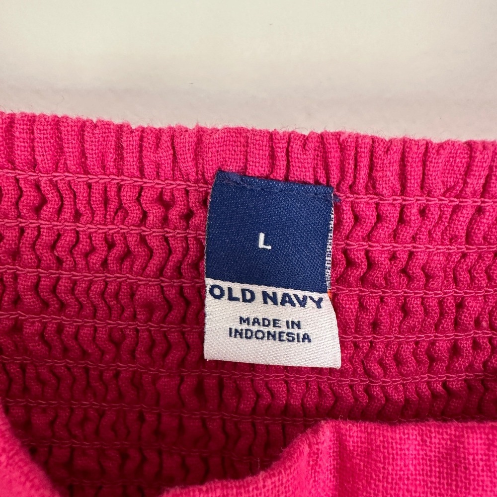 Old Navy Linen Blend Cami Mini Dress Womens Large Pink Smocked Back | Barbiecore - Picture 4 of 8